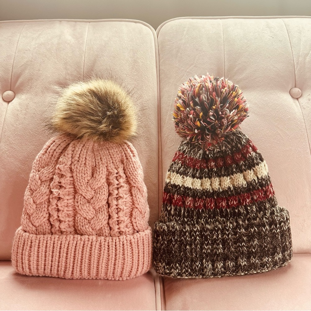 Fur knitted Beanie soft pink(EMERY BRAND) and multi color! Never worn